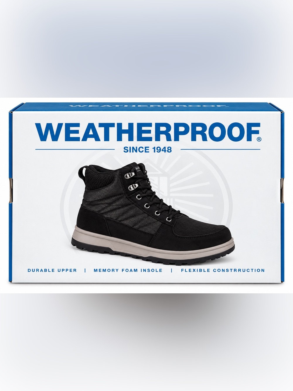 Weatherproof Men's Black and Gray Waterproof Hiking Ankle Boots